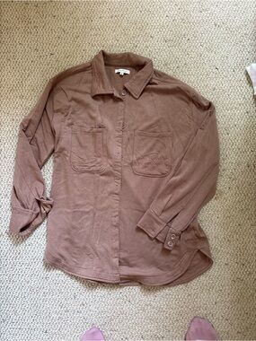 Z Supply Relaxed Button-Up Shirt in Mauve